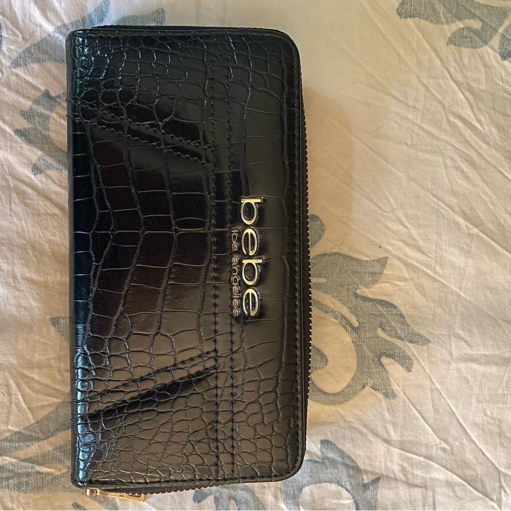 Bebe Black Croc Embossed Wallet